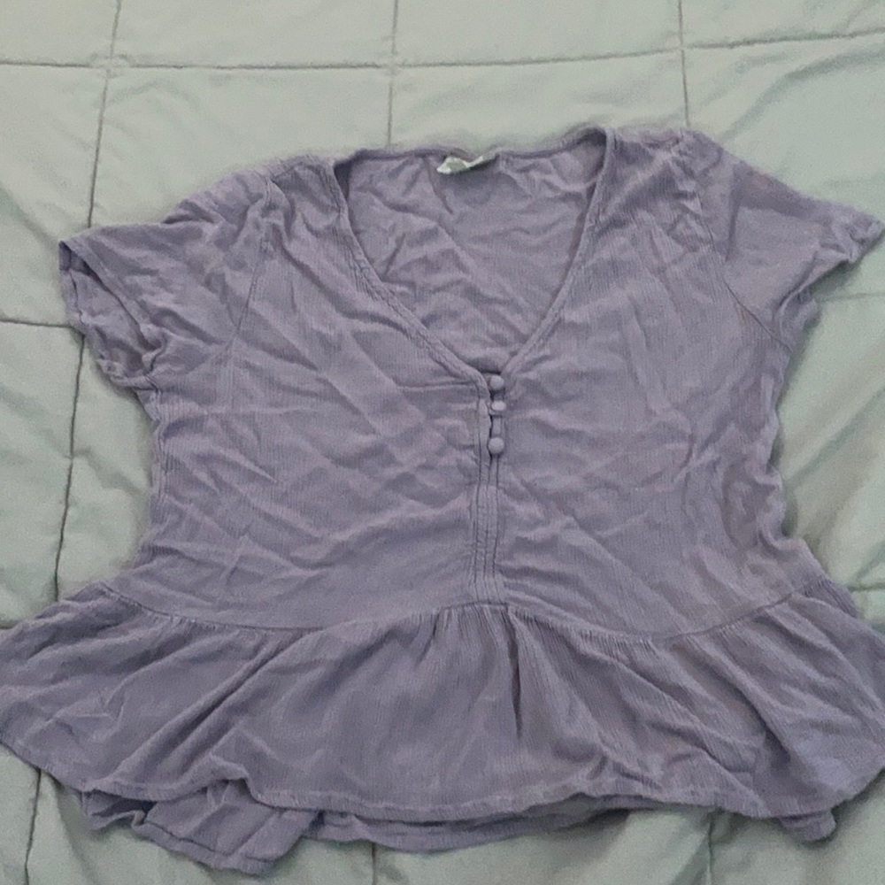 purple baby doll top with buttons